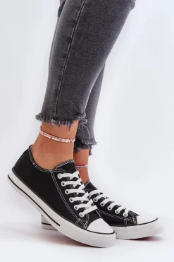 Trampki Damskie Niskie>Boto Trampki Damskie Klasyczne Niskie Czarne Caelira