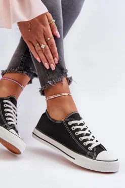 Trampki Damskie Niskie></noscript>Boto Trampki Damskie Klasyczne Niskie Czarne Caelira