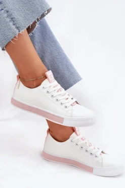 Trampki Damskie Niskie></noscript>Boto Trampki Damskie Klasyczne Różowe Ville