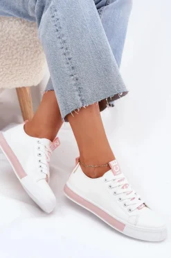 Trampki Damskie Niskie></noscript>Boto Trampki Damskie Klasyczne Różowe Ville