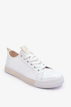 Trampki Damskie Niskie>Boto Trampki Damskie Klasyczne Biało-Beżowe Ville