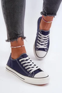 Boto Trampki Damskie Klasyczne Niskie Granatowe Caelira