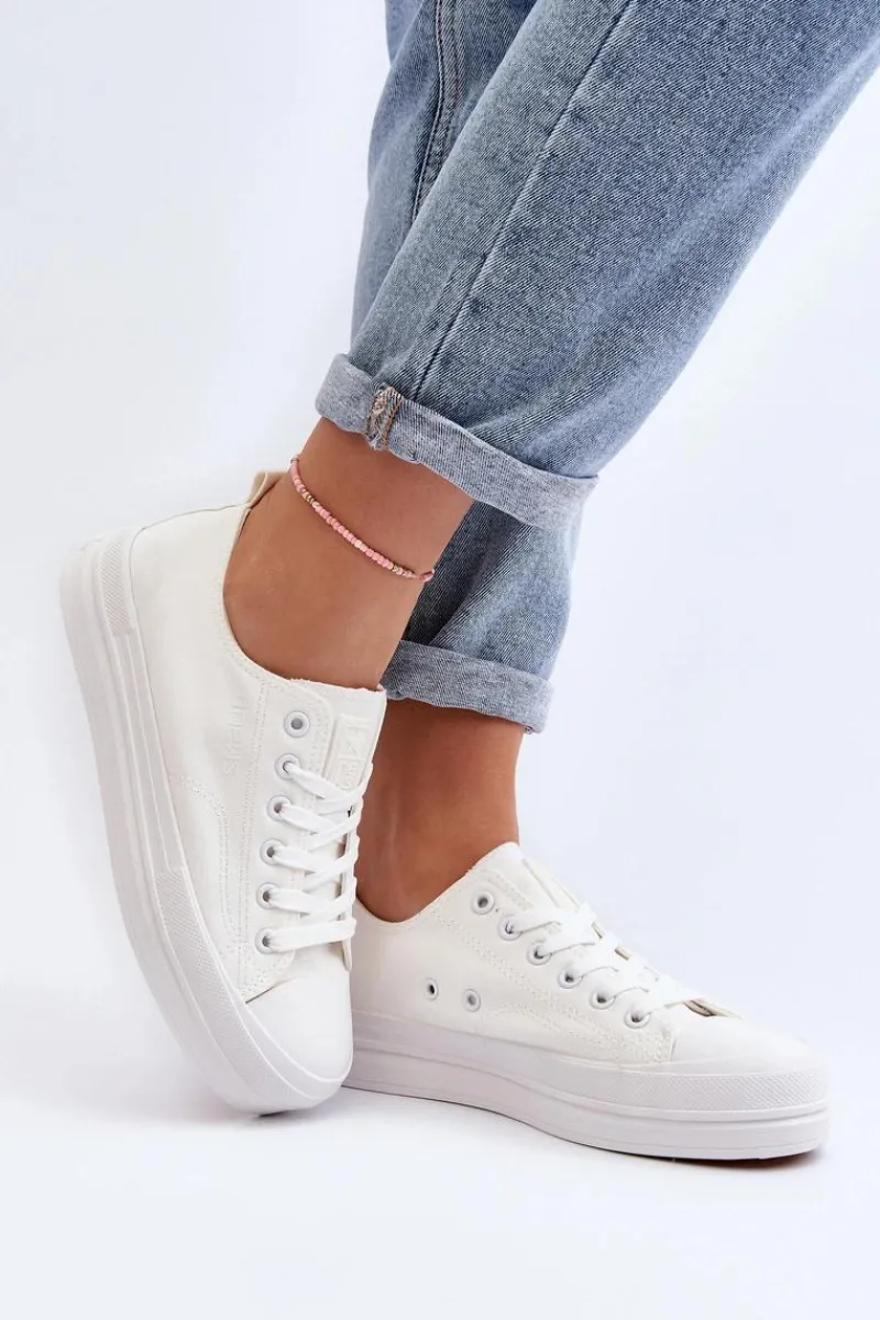 Discount Evento Trampki Damskie Materiałowe Białe Staneva Biały