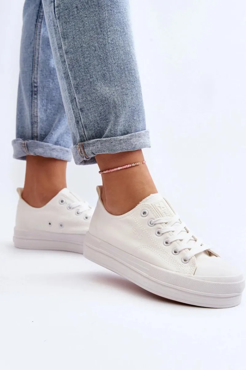 Discount Evento Trampki Damskie Materiałowe Białe Staneva Biały