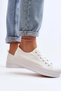 Discount Evento Trampki Damskie Materiałowe Białe Staneva Biały