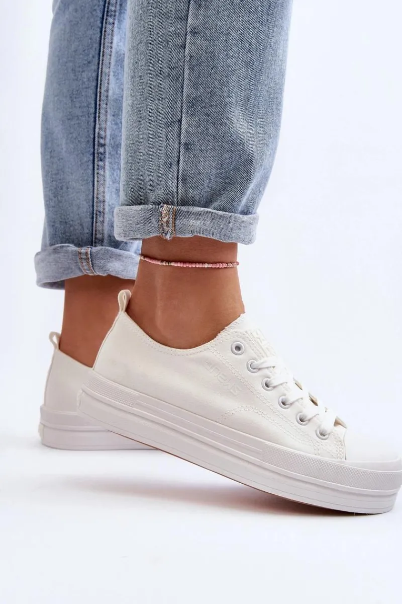 Discount Evento Trampki Damskie Materiałowe Białe Staneva Biały