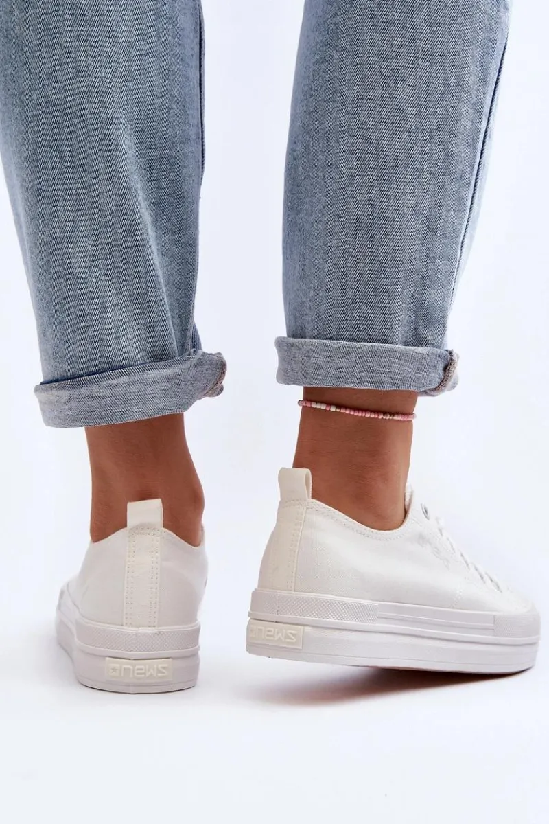 Discount Evento Trampki Damskie Materiałowe Białe Staneva Biały