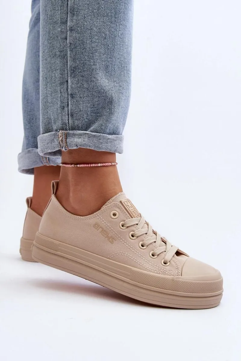 New Evento Trampki Damskie Materiałowe Beżowe Staneva