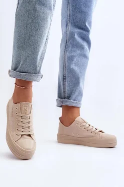 New Evento Trampki Damskie Materiałowe Beżowe Staneva