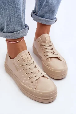 New Evento Trampki Damskie Materiałowe Beżowe Staneva