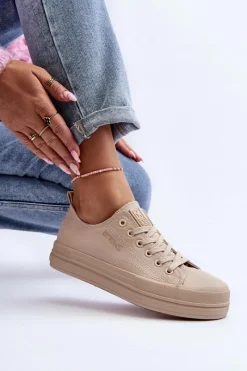 New Evento Trampki Damskie Materiałowe Beżowe Staneva