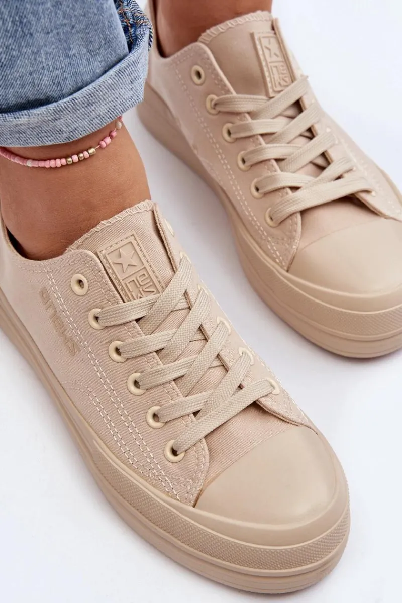 New Evento Trampki Damskie Materiałowe Beżowe Staneva