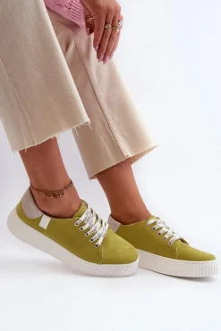 Hot Big Star Shoes Trampki Damskie MEMORY FOAM SYSTEM BIG STAR NN276003 Limonkowe Zielony