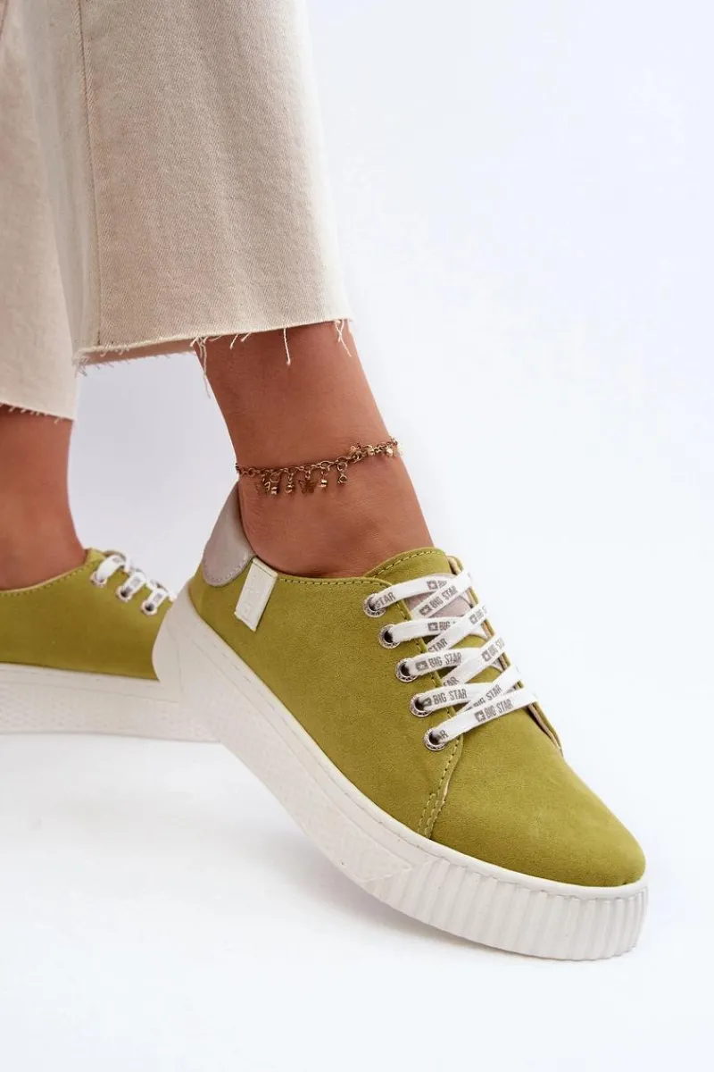 Hot Big Star Shoes Trampki Damskie MEMORY FOAM SYSTEM BIG STAR NN276003 Limonkowe Zielony