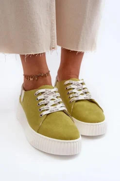 Hot Big Star Shoes Trampki Damskie MEMORY FOAM SYSTEM BIG STAR NN276003 Limonkowe Zielony