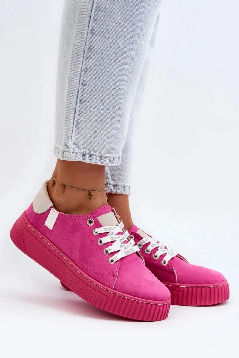 Best Trampki Damskie MEMORY FOAM SYSTEM BIG STAR NN276004 Fuksja Damskie Trampki Damskie Big Star|Trampki Damskie Niskie