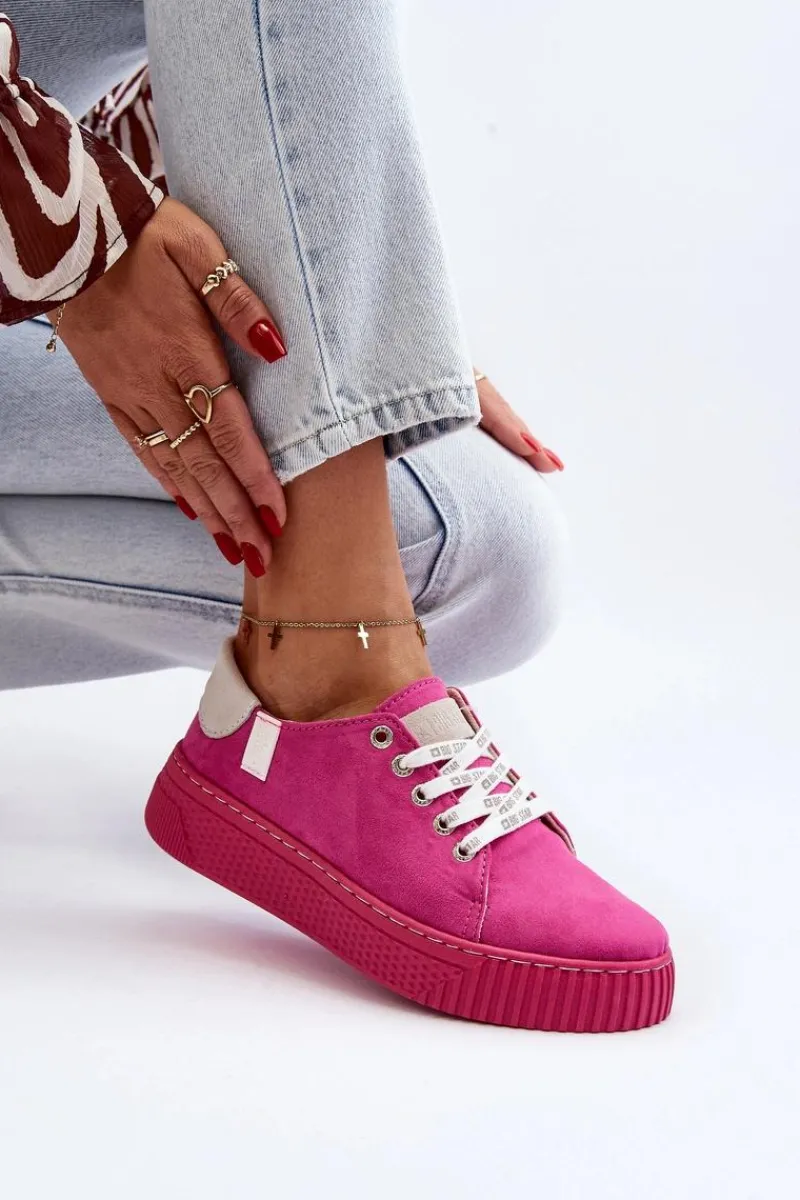 Best Trampki Damskie MEMORY FOAM SYSTEM BIG STAR NN276004 Fuksja Damskie Trampki Damskie Big Star|Trampki Damskie Niskie