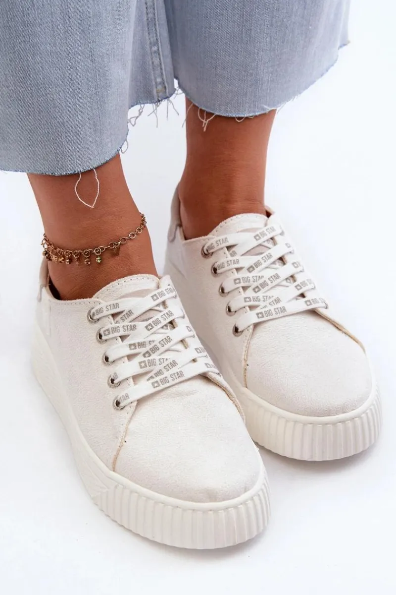 Trampki Damskie Big Star|Trampki Damskie Niskie>Big Star Shoes Trampki Damskie MEMORY FOAM SYSTEM BIG STAR NN276001 Białe Biały