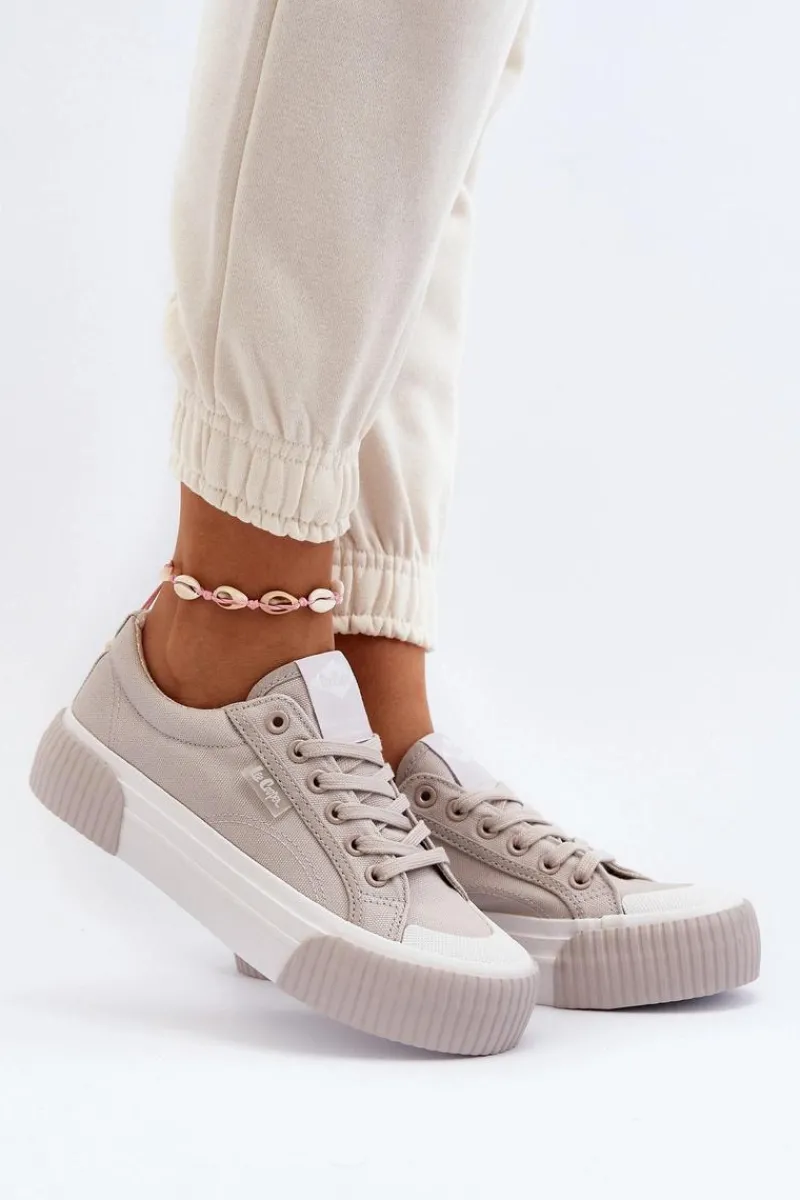 Outlet Trampki Damskie Na Grubej Podeszwie LCW-24-31-2178 Szare Damskie Trampki Damskie Niskie