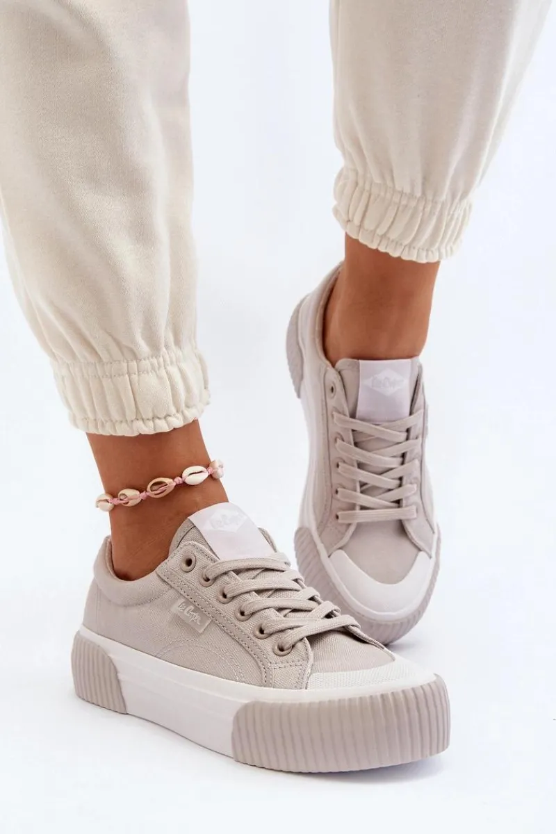 Outlet Trampki Damskie Na Grubej Podeszwie LCW-24-31-2178 Szare Damskie Trampki Damskie Niskie