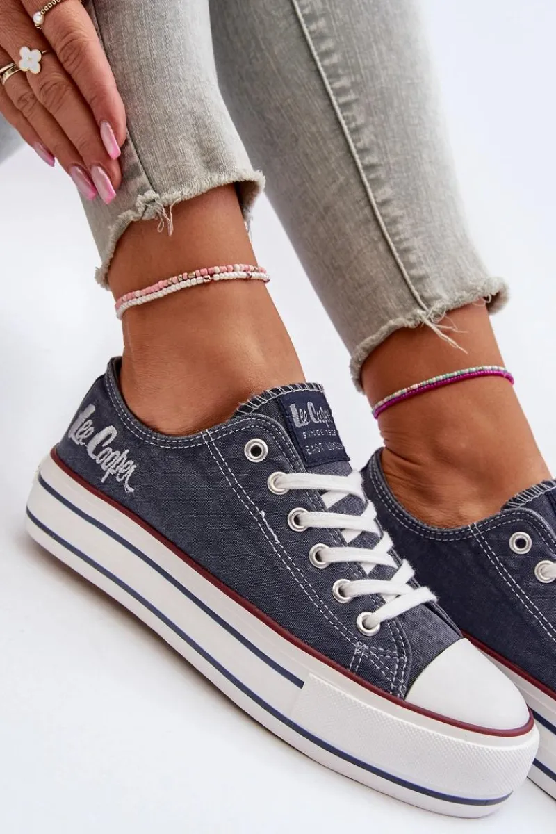 Discount Lee Cooper Trampki Damskie Na Grubej Podeszwie LCW-24-31-2220 Granatowe