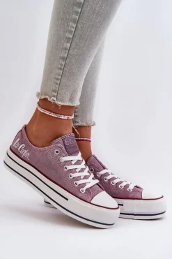 Outlet Trampki Damskie Na Grubej Podeszwie LCW-24-31-2219 Fioletowe Damskie Trampki Damskie Niskie