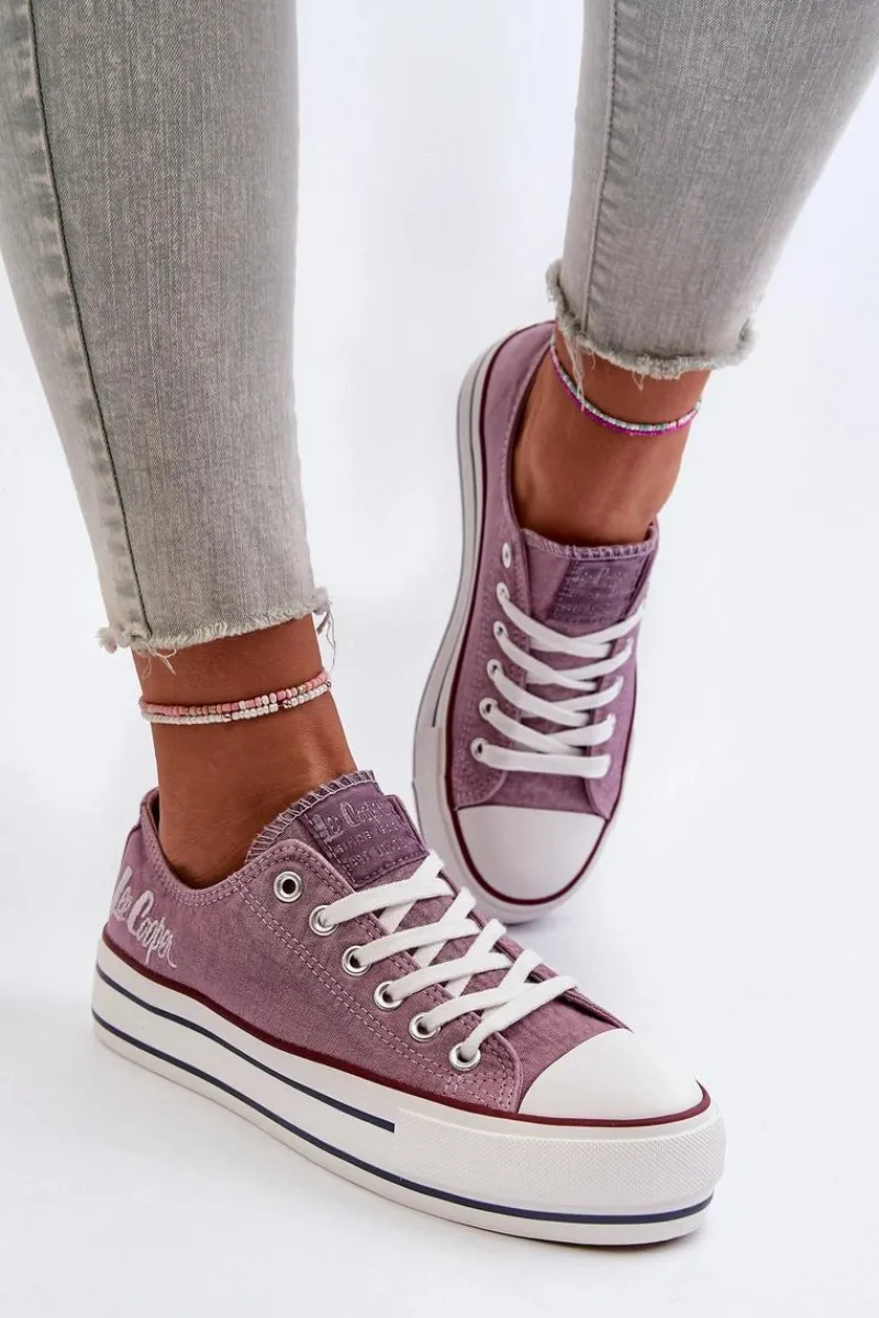 Outlet Trampki Damskie Na Grubej Podeszwie LCW-24-31-2219 Fioletowe Damskie Trampki Damskie Niskie