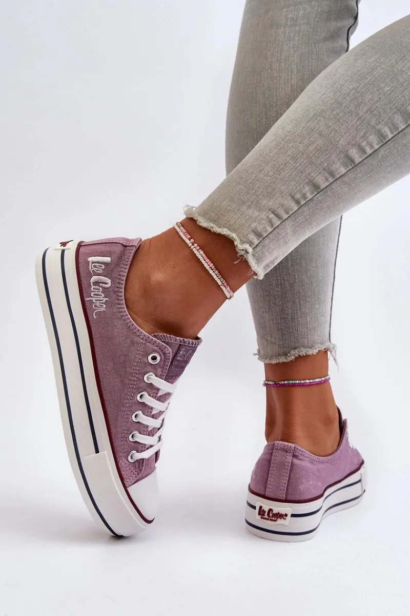 Outlet Trampki Damskie Na Grubej Podeszwie LCW-24-31-2219 Fioletowe Damskie Trampki Damskie Niskie