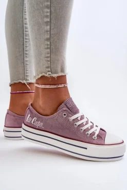 Outlet Trampki Damskie Na Grubej Podeszwie LCW-24-31-2219 Fioletowe Damskie Trampki Damskie Niskie