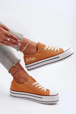 Outlet Lee Cooper Trampki Damskie Na Grubej Podeszwie LCW-24-31-2216 Pomarańczowe
