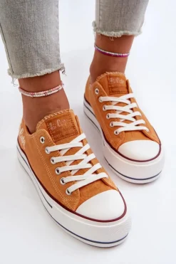 Outlet Lee Cooper Trampki Damskie Na Grubej Podeszwie LCW-24-31-2216 Pomarańczowe