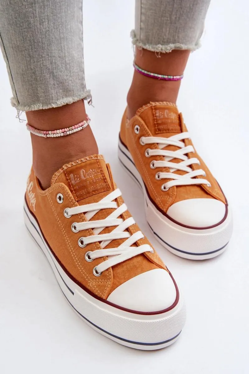 Outlet Lee Cooper Trampki Damskie Na Grubej Podeszwie LCW-24-31-2216 Pomarańczowe