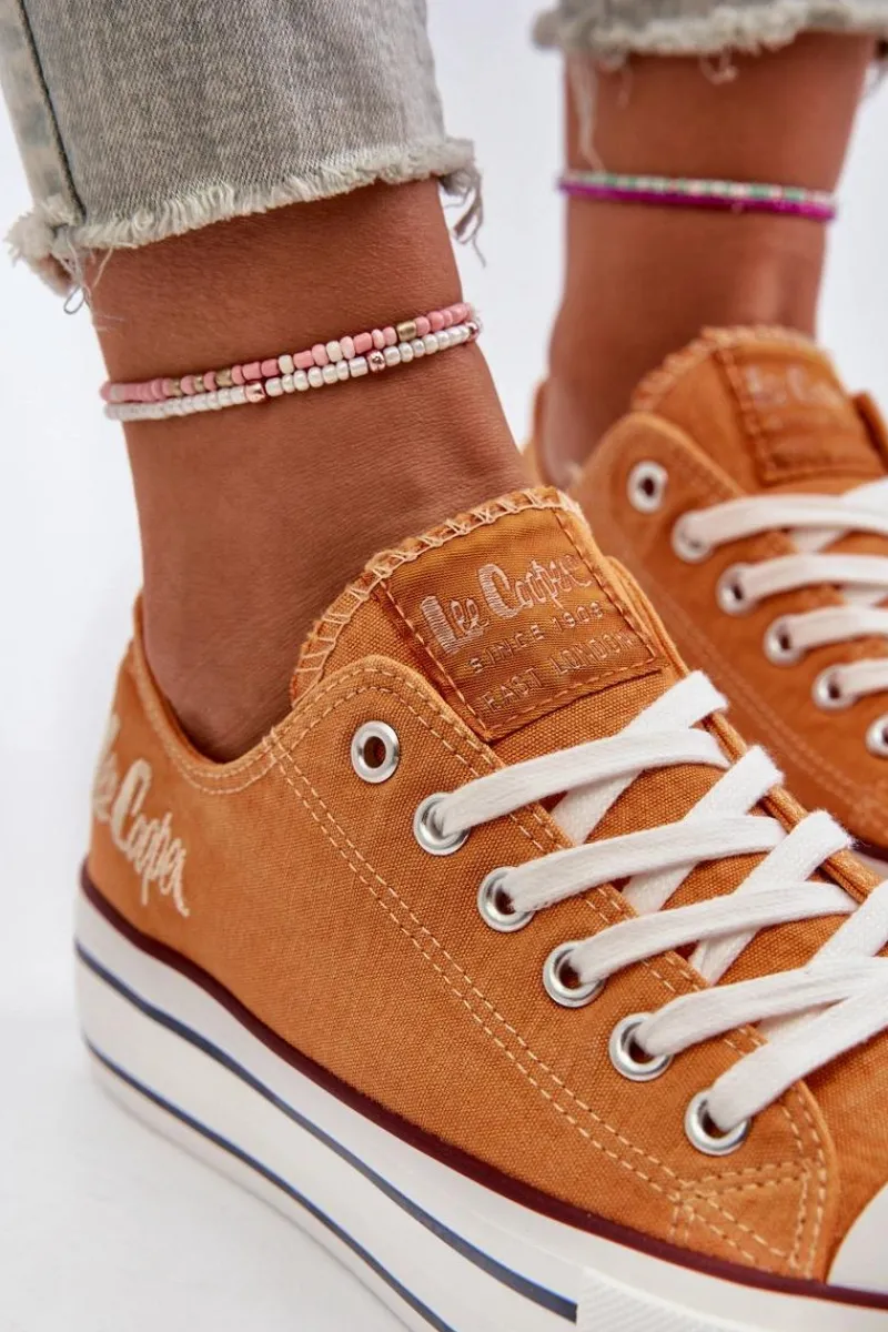 Outlet Lee Cooper Trampki Damskie Na Grubej Podeszwie LCW-24-31-2216 Pomarańczowe