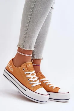 Outlet Lee Cooper Trampki Damskie Na Grubej Podeszwie LCW-24-31-2216 Pomarańczowe