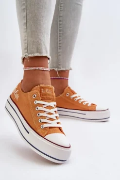Outlet Lee Cooper Trampki Damskie Na Grubej Podeszwie LCW-24-31-2216 Pomarańczowe