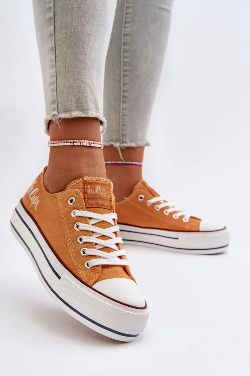 Outlet Lee Cooper Trampki Damskie Na Grubej Podeszwie LCW-24-31-2216 Pomarańczowe