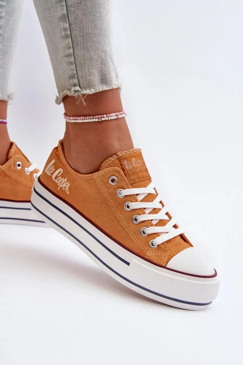 Outlet Lee Cooper Trampki Damskie Na Grubej Podeszwie LCW-24-31-2216 Pomarańczowe