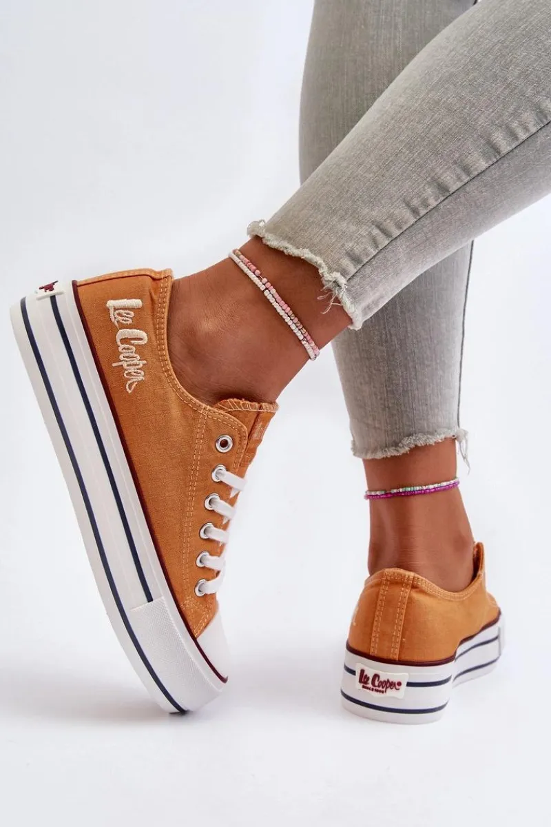 Outlet Lee Cooper Trampki Damskie Na Grubej Podeszwie LCW-24-31-2216 Pomarańczowe