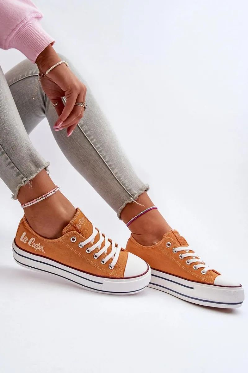 Outlet Lee Cooper Trampki Damskie Na Grubej Podeszwie LCW-24-31-2216 Pomarańczowe