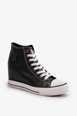 Trampki Damskie Cross Jeans|Trampki Damskie Wysokie></noscript>Cross Jeans Trampki Damskie Na Koturnie NN2R4005 Czarne Czarny
