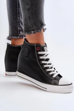 Trampki Damskie Cross Jeans|Trampki Damskie Wysokie></noscript>Cross Jeans Trampki Damskie Na Koturnie NN2R4005 Czarne Czarny