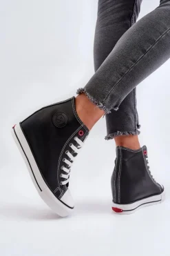 Trampki Damskie Cross Jeans|Trampki Damskie Wysokie></noscript>Cross Jeans Trampki Damskie Na Koturnie NN2R4005 Czarne Czarny