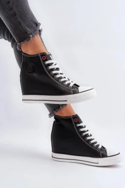 Trampki Damskie Cross Jeans|Trampki Damskie Wysokie></noscript>Cross Jeans Trampki Damskie Na Koturnie NN2R4005 Czarne Czarny