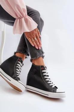 Trampki Damskie Cross Jeans|Trampki Damskie Wysokie></noscript>Cross Jeans Trampki Damskie Na Koturnie NN2R4005 Czarne Czarny