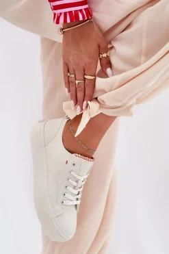 Hot Trampki Damskie Na Platformie Z Eko Skóry Big Star RR274A297 Jasnobeżowe Damskie Trampki Damskie Big Star|Trampki Damskie Niskie