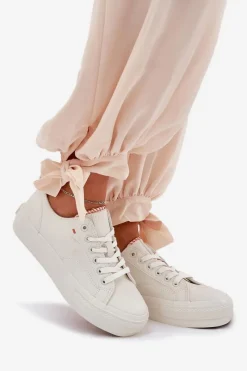 Hot Trampki Damskie Na Platformie Z Eko Skóry Big Star RR274A297 Jasnobeżowe Damskie Trampki Damskie Big Star|Trampki Damskie Niskie