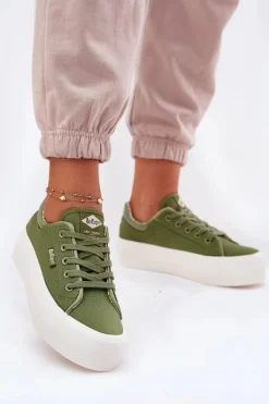 Trampki Damskie Niskie>Lee Cooper Trampki Damskie Na Platformie LCW-25-31-3449L Zielone Zielony