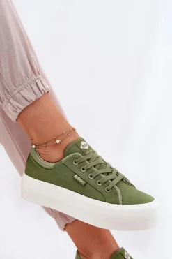 Trampki Damskie Niskie></noscript>Lee Cooper Trampki Damskie Na Platformie LCW-25-31-3449L Zielone Zielony