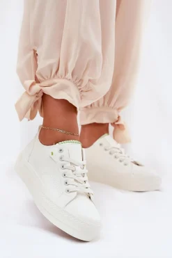 Trampki Damskie Big Star|Trampki Damskie Niskie>Big Star Shoes Trampki Damskie Na Platformie Z Eko Skóry Big Star RR274A295 Białe Biały