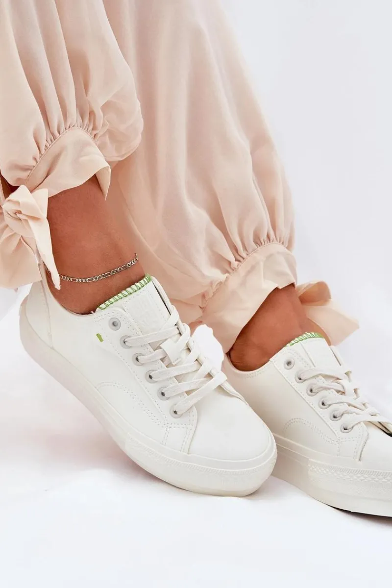 Trampki Damskie Big Star|Trampki Damskie Niskie>Big Star Shoes Trampki Damskie Na Platformie Z Eko Skóry Big Star RR274A295 Białe Biały